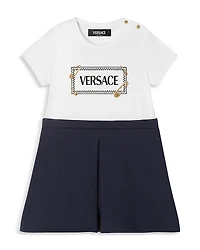 Versace Girls' Jersey & Fleece 90s Logo Pinned Print Dress - Baby, Little Kid