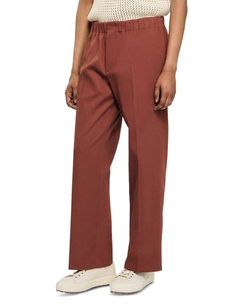 Elasticized Wide Leg Cotton Pants