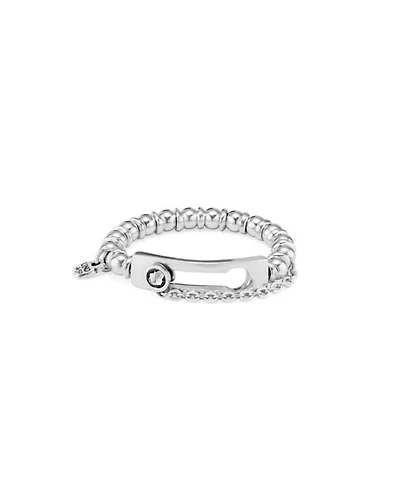Sterling Silver Plated Beaded with a Central Link Bracelet