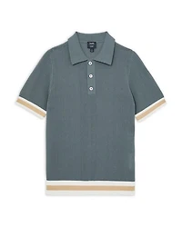 Callie Striped Cuff Perforated Polo Shirt