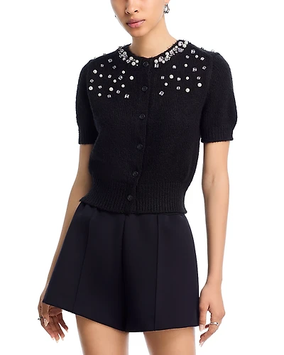 Aqua Embellished Cardigan Sweater - Exclusive