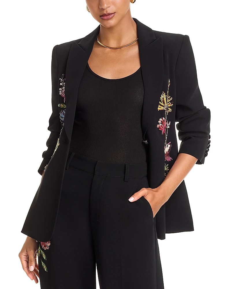 Cinq a Sept Floral Mixed Media Blazer