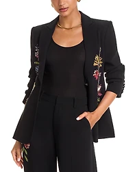 Cinq a Sept Floral Mixed Media Blazer