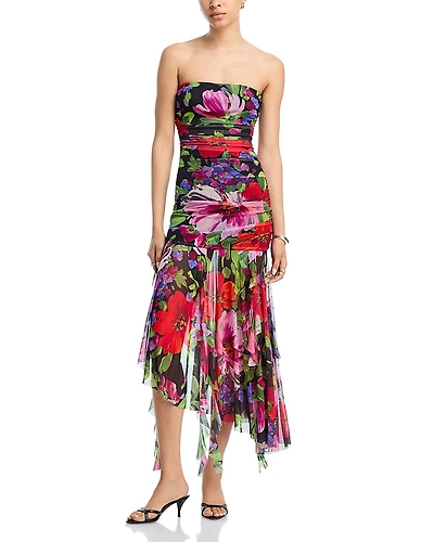 Aqua Floral Mesh Midi Dress - Exclusive