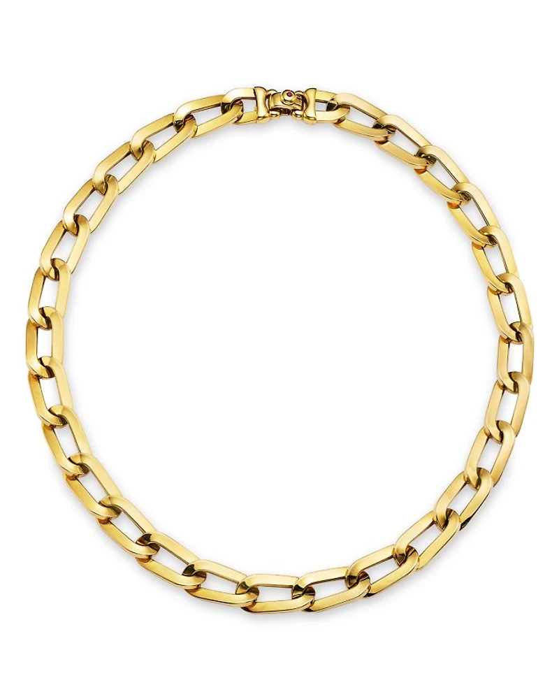 18K Gold Chunky Link Collar Necklace, 17"