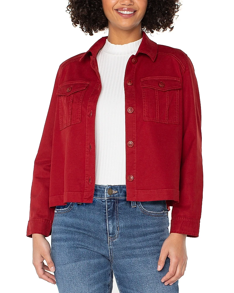 Liverpool Los Angeles Pleated Back Cropped Jacket
