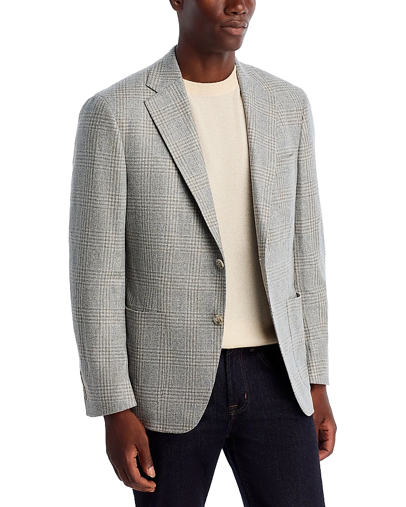 Vince Tonal Plaid Unstructured Slim Fit Sport Coat