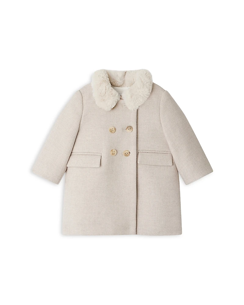 Bonpoint Girls' Manteau Moka Jacket With Faux Fur Collar - Baby, Little Kid