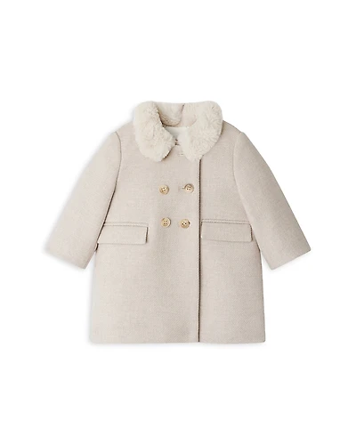 Bonpoint Girls' Manteau Moka Jacket With Faux Fur Collar - Baby, Little Kid