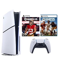 Sony PS5 Playstation 5 Slim Disc Bundle with Madden Nfl 25 Game & College Football 25 Game