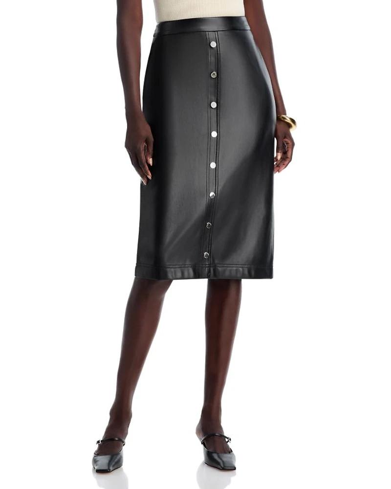The Emberly Faux Leather Midi Skirt