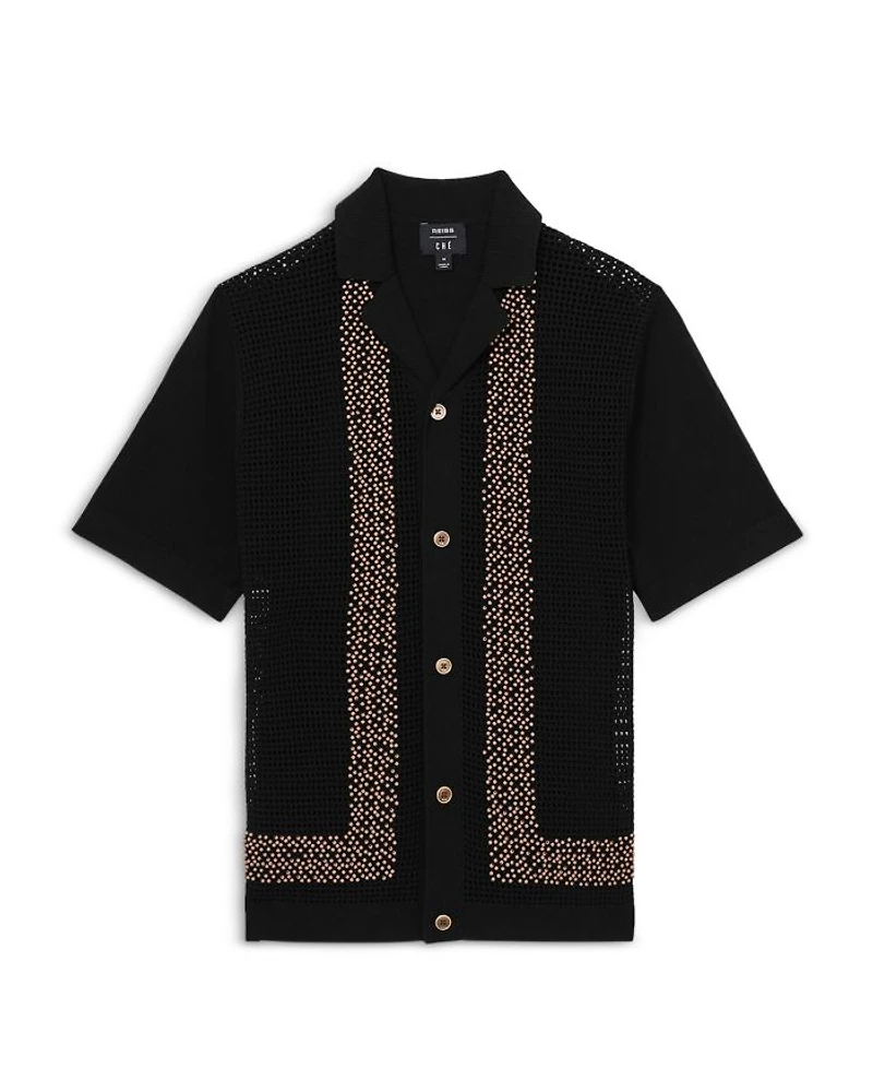 Che Accra Mesh Beaded Camp Shirt