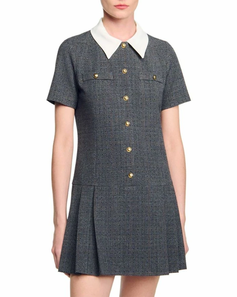 Mini Pleated Dress With Rhinestones