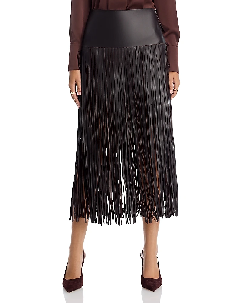 Kobi Halperin Monte Leather Fringe Skirt