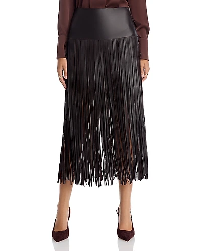 Kobi Halperin Monte Leather Fringe Skirt