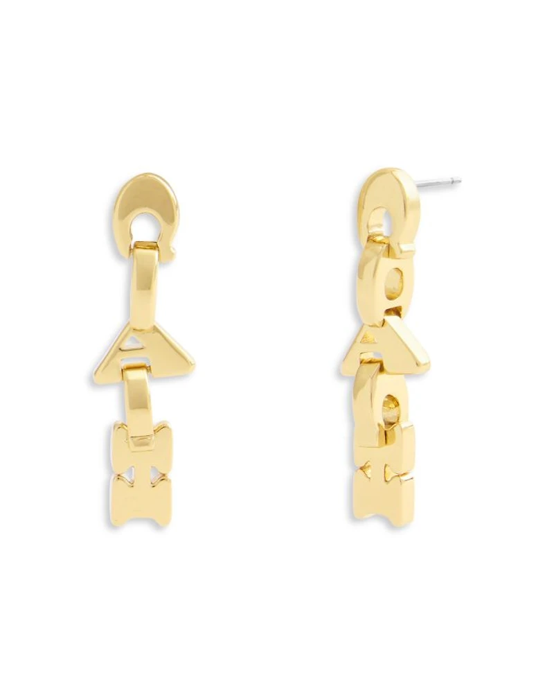 Jumbled Signature Logo Link Linear Drop Earrings