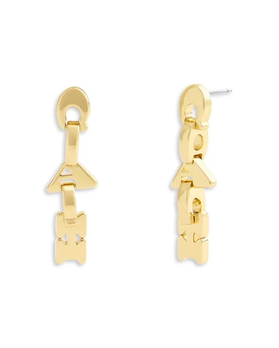 Jumbled Signature Logo Link Linear Drop Earrings