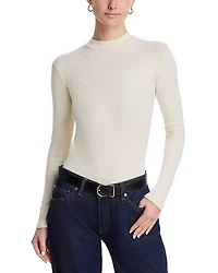 perfectwhitetee Lauryn Mock Neck Rib Long Sleeve Tee