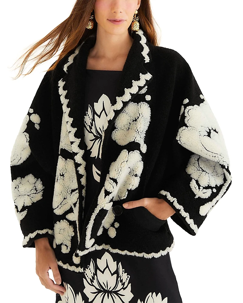 Farm Rio Floral Arabesque Fleece Coat