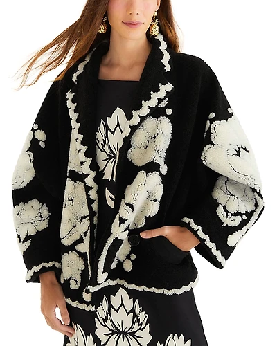 Farm Rio Floral Arabesque Fleece Coat