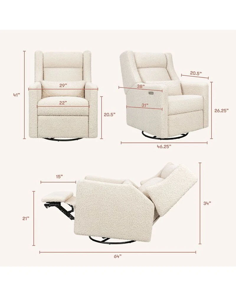 Kiwi Plus Power Recliner and Swivel Glider with Adjustable Headrest USB Port