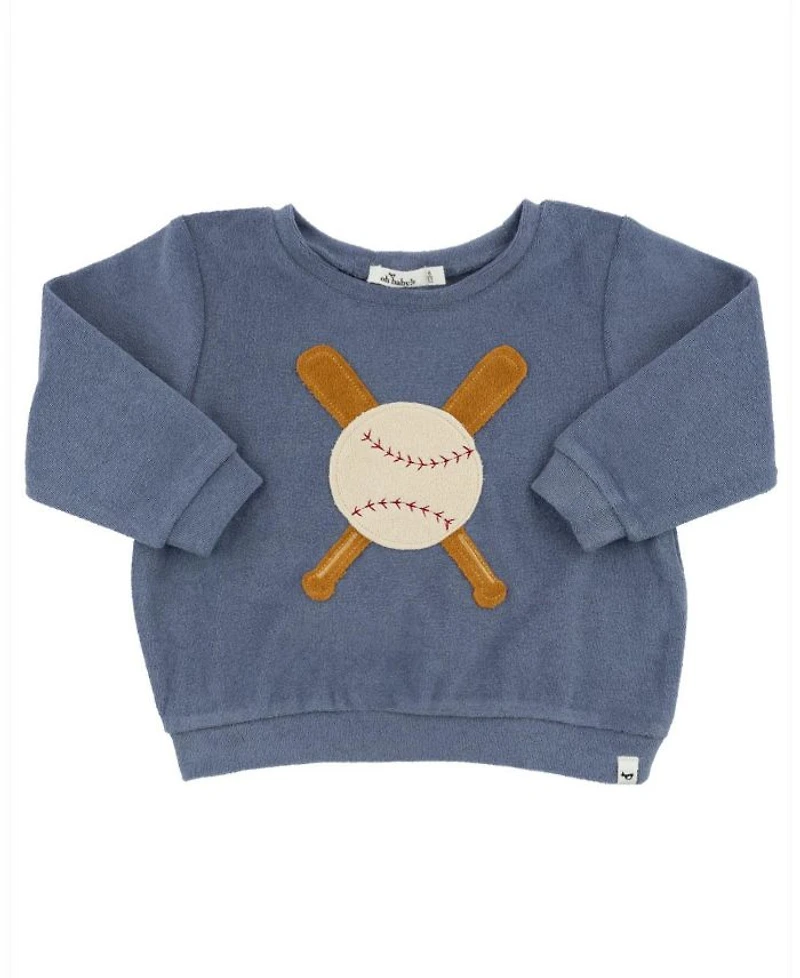 Boys' Terry Baseball Applique Brooklyn Boxy Sweatshirt - Baby, Little Kid