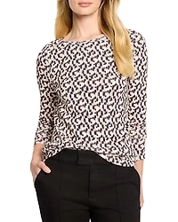 Nzt By Nic+Zoe Long Sleeve Printed Boat Neck Tee