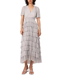 Metallic Ruffled Midi Dress
