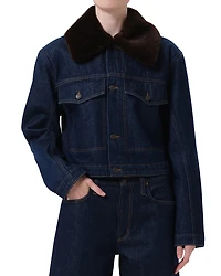 Agolde Walker Faux Fur Collar Denim Jacket