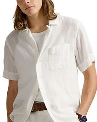 Classic Fit Basket Weave Camp Shirt