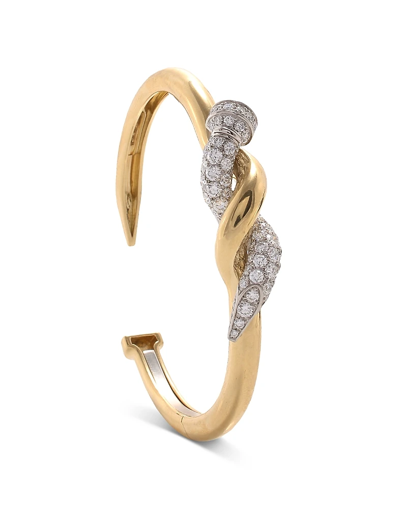 David Webb Diamond Twisted Nail Cuff Bracelet