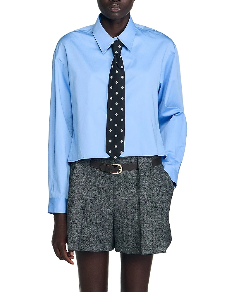 Sandro Detachable Tie Cropped Shirt