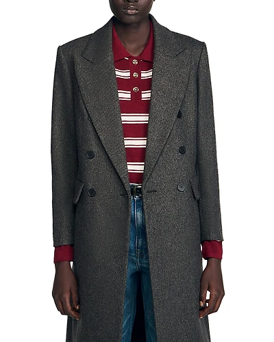 Sandro Fitted Double Breasted Coat
