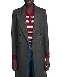 Sandro Fitted Double Breasted Coat