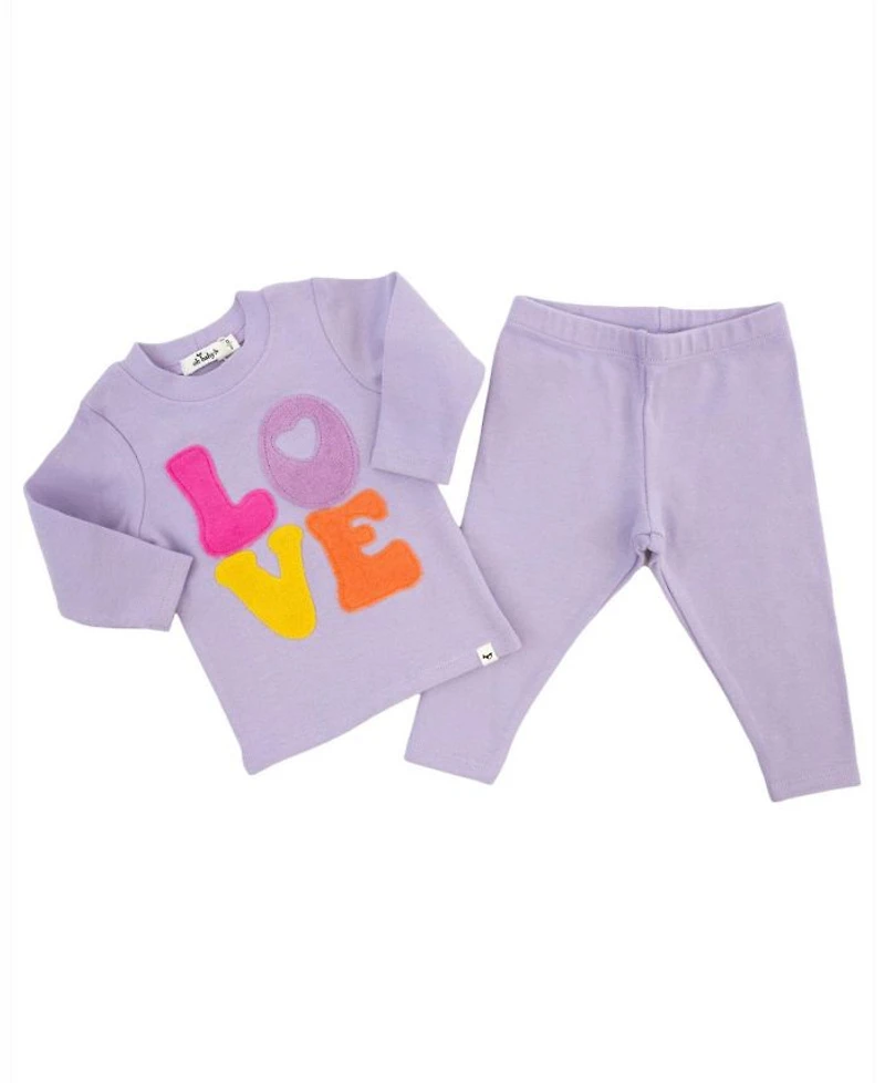 Girls' Cotton Candy Love Terry Applique 2-Piece Set - Baby