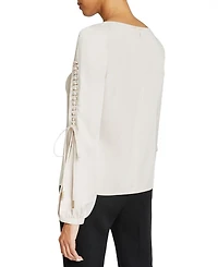 Livi Long Sleeve Top with Grommet Detail Fluid Crepe