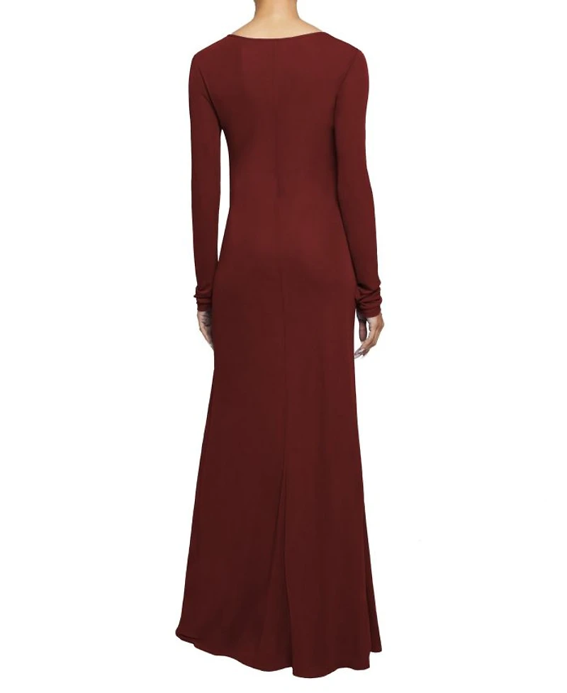 Abby Long Sleeve with Side Ruching Fluid Jersey Maxi Dress