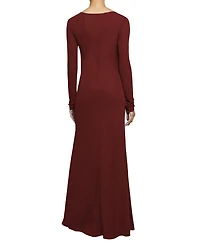 Abby Long Sleeve with Side Ruching Fluid Jersey Maxi Dress