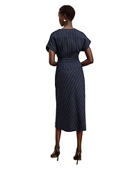 Cereah Women's Summer Pinstripe Belt Dress