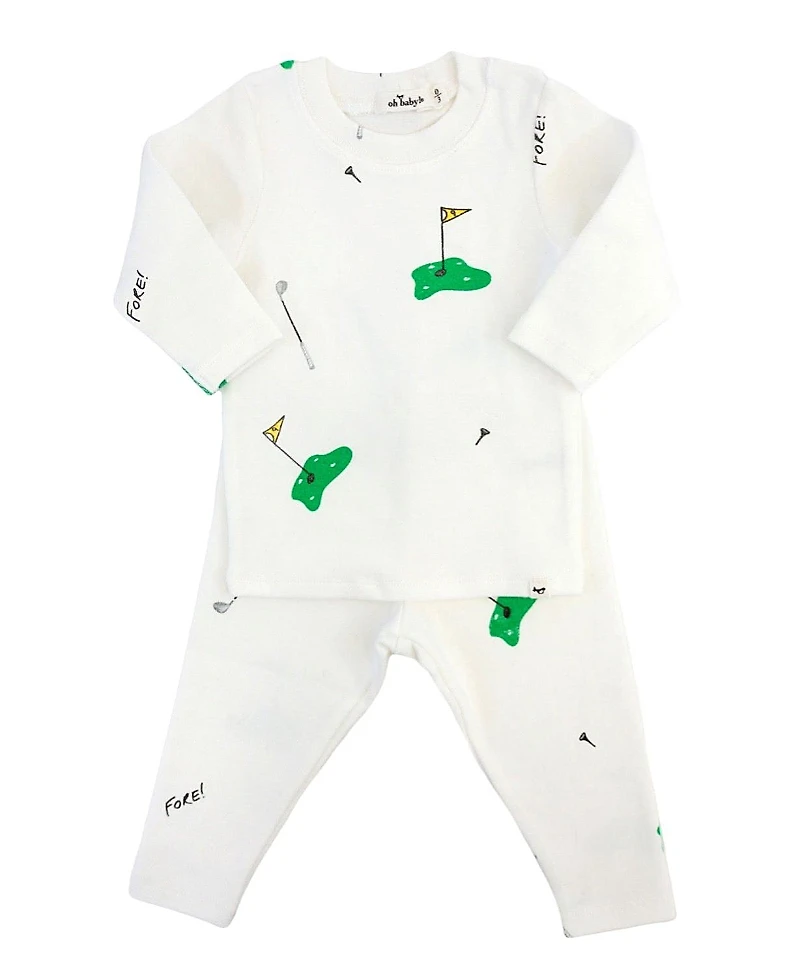 oh baby! Boys' Golf Print Two Piece Tee and Pant Set - Baby