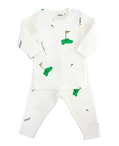 oh baby! Boys' Golf Print Two Piece Tee and Pant Set - Baby