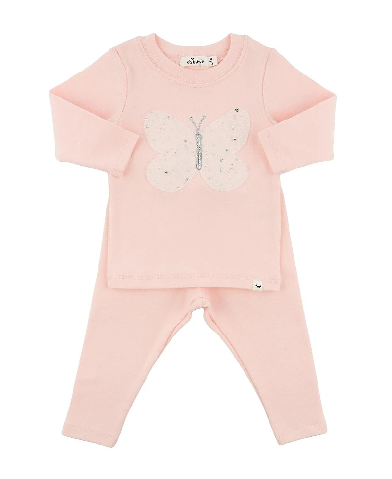 oh baby! Girls' Butterfly Fleck Tulle Applique Two Piece Set - Baby