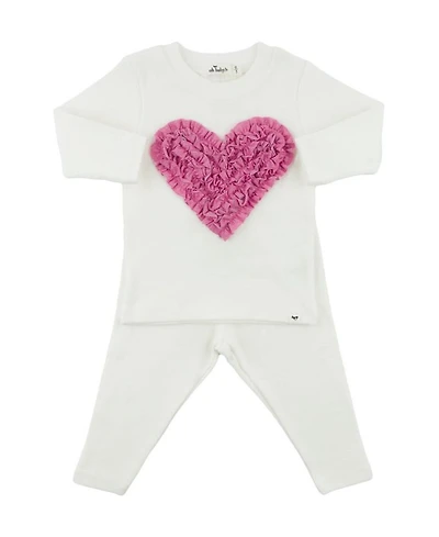Girls' Ruffle Heart Sparkle Applique Two Piece Set - Baby