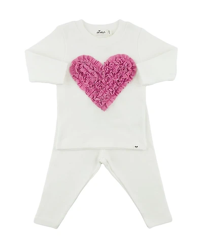 oh baby! Girls' Ruffle Heart Sparkle Applique Two Piece Set - Baby