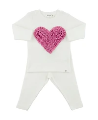oh baby! Girls' Ruffle Heart Sparkle Applique Two Piece Set - Baby