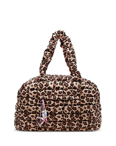 Omg Accessories Leopard Print Scrunch Duffle With Charm