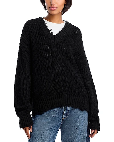 Denimist Distressed V Neck Sweater