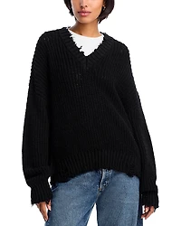 Denimist Distressed V Neck Sweater