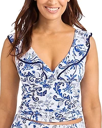 Tommy Bahama Terrazzo Tile Ruffle Tankini Top