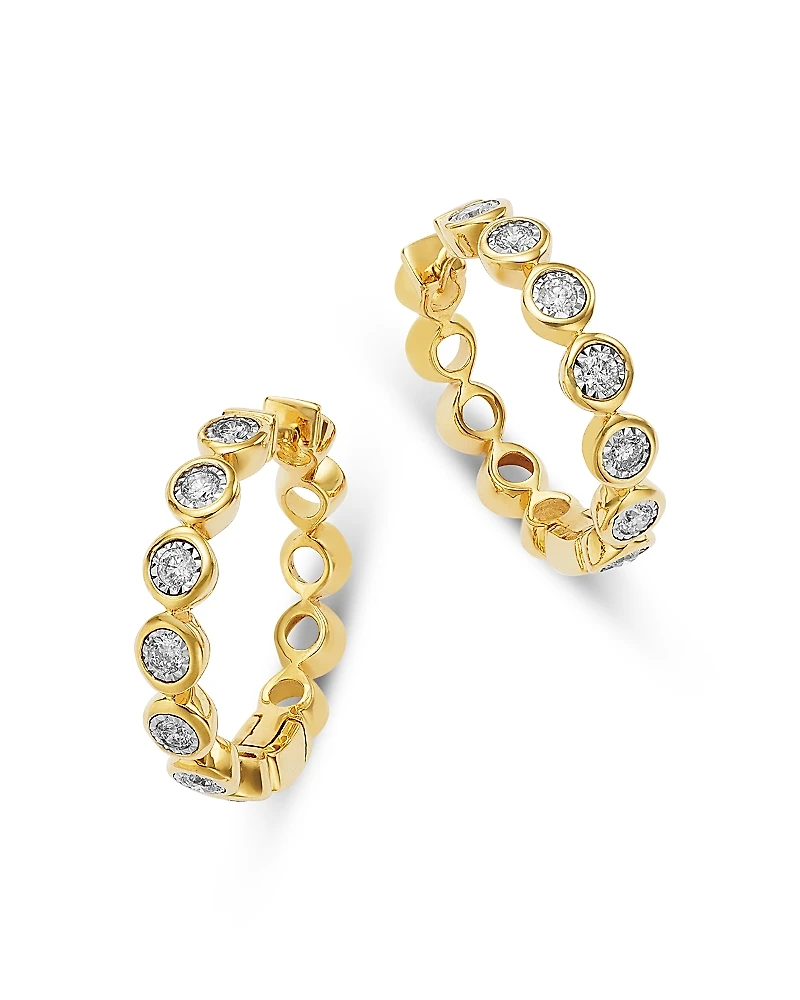 Bloomingdale's Fine Collection Diamond Bezel Small Hoop Earrings